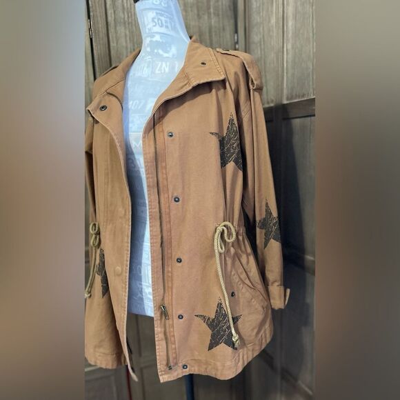 ODDY Jackets & Blazers - Women’s ODDY Tan Star Hooded Jacket.